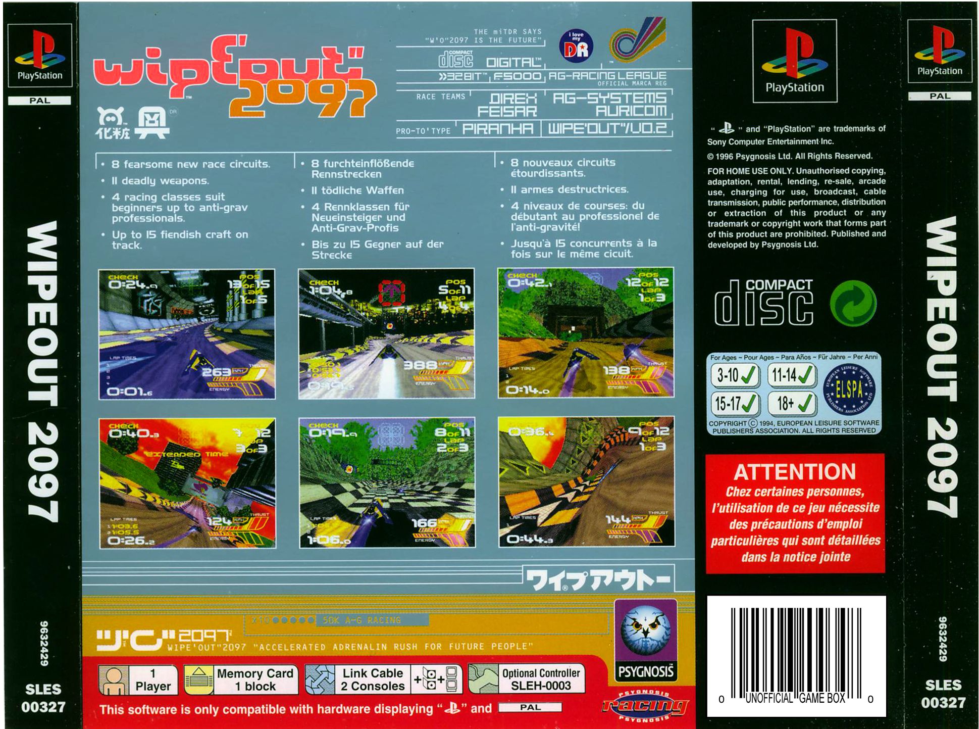 Contraportada de Wipeout 2097 · EU