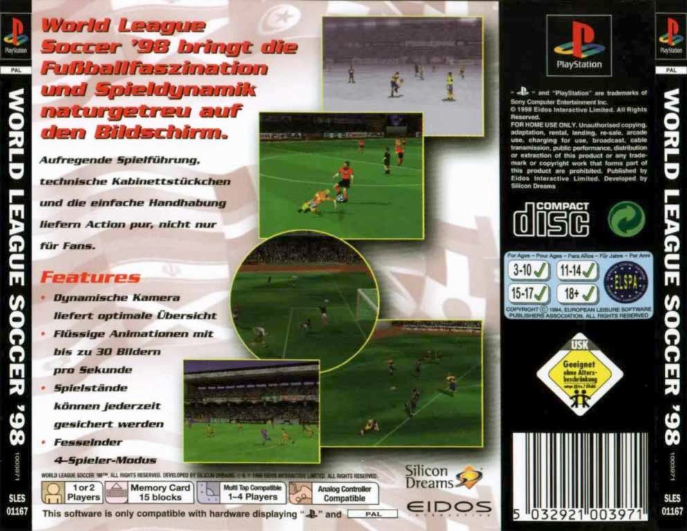 Contraportada de World League Soccer '98 · DE
