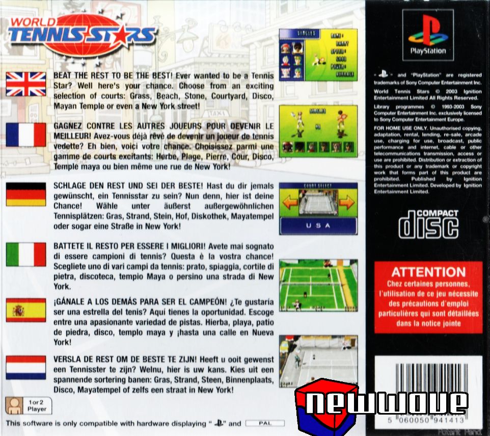 Contraportada de World Tennis Stars · EU