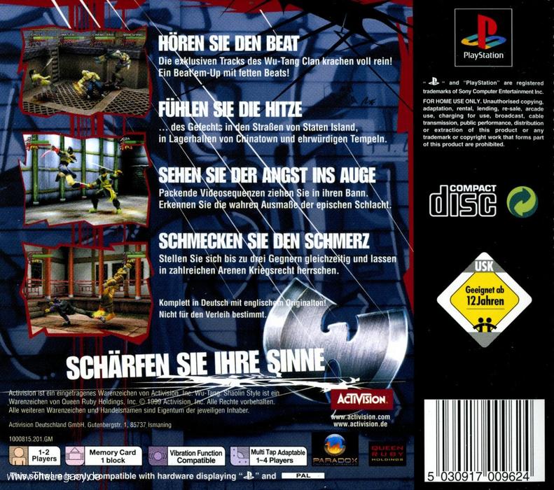 Contraportada de Wu-Tang Taste the Pain · DE