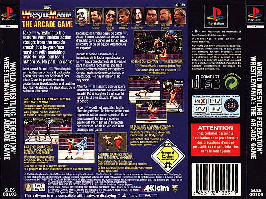 Contraportada de WWF WrestleMania The Arcade Game · EU