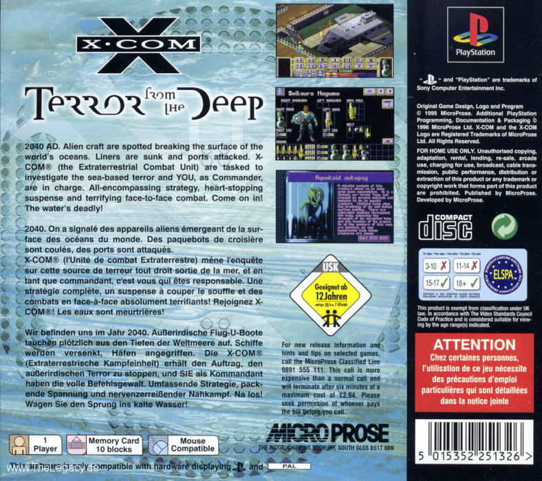 Contraportada de X-Com Terror From the Deep · EU