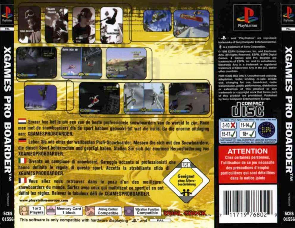 Contraportada de XGames Pro Boarder · EU