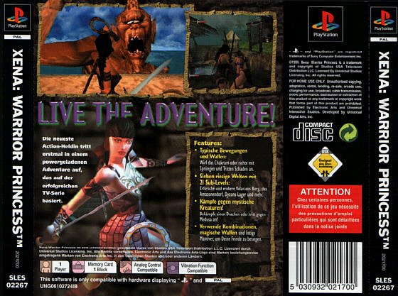 Contraportada de Xena Warrior Princess · DE