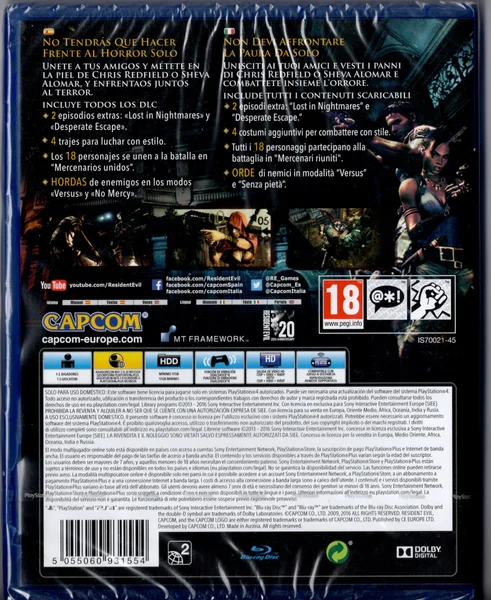Contraportada del ejemplar escaneado de Resident Evil 5 · PAL España