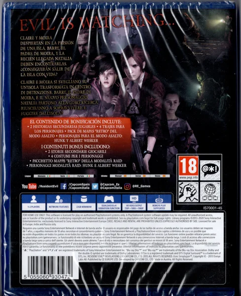 Contraportada del ejemplar escaneado de Resident Evil Revelations 2 · PAL España